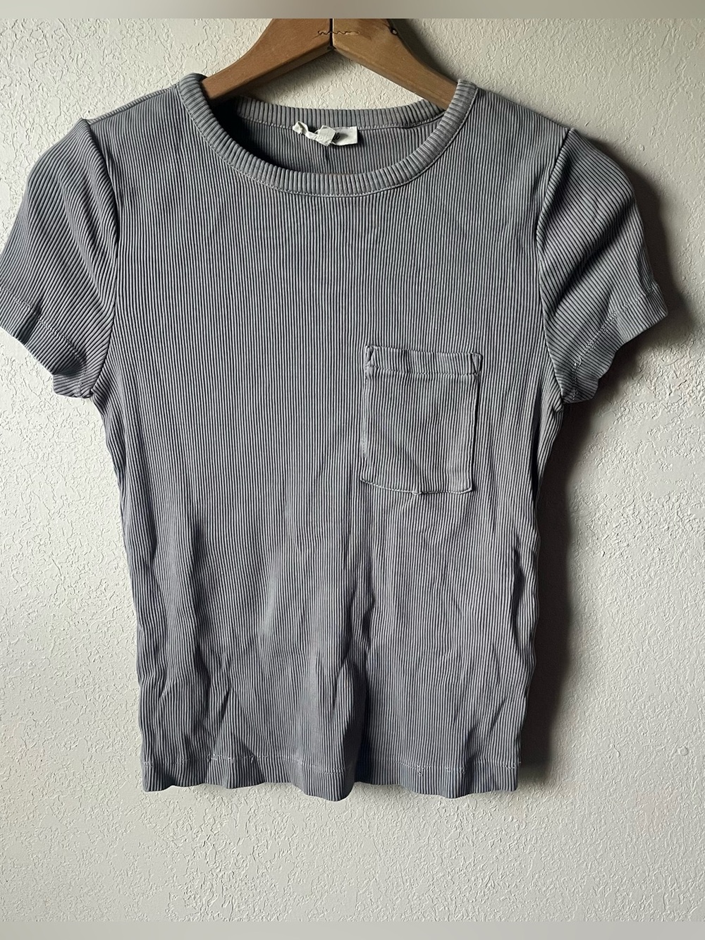Madewell Ribbed Cotton Tee with Front Pocket